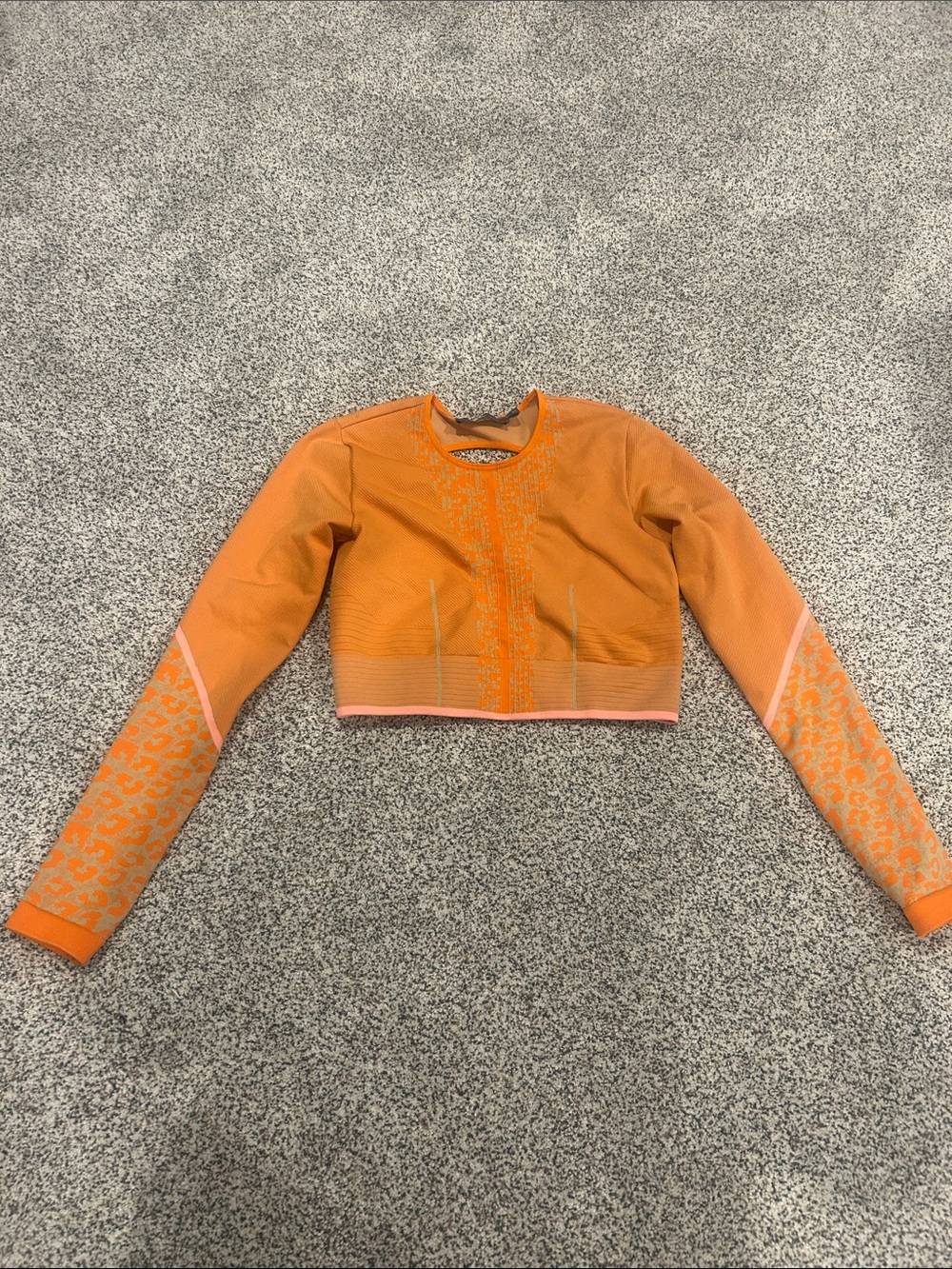 Adidas by Stella McCartney Orange Cropped Patterned Sweatshirt